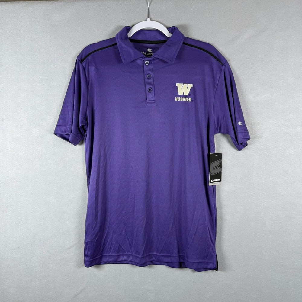 Colosseum Mens S Washington Huskies Polo Shirt Purple Short Sleeve NCAA Fan Gear